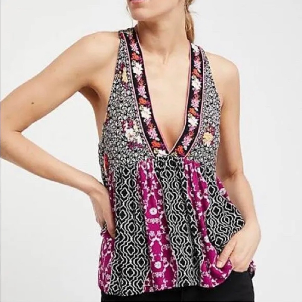 Free People Top Dream Darlin Floral Printed Sleeveless Tank